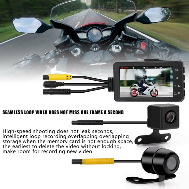 3 Inch 1080P HD Motorcycle Camera DVR Motor Dash Cam with Special Dual-Track Front Rear Recorder Motorbike Electronics KY-MT18