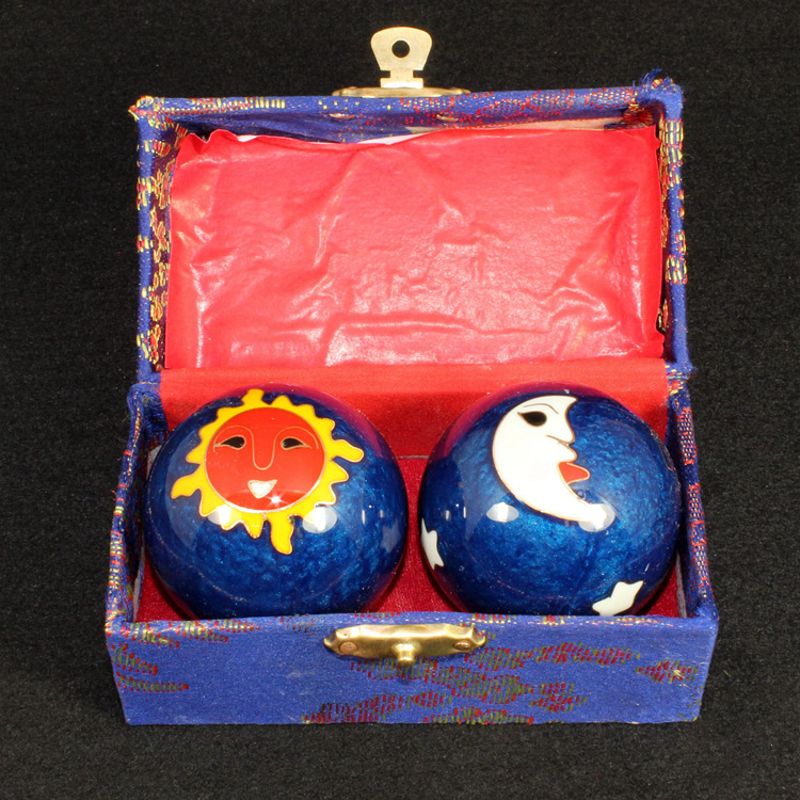Bolas de salud chinas Baoding, esfera con esmalte, bolas de masaje para terapia de manos, un par: Blue-D