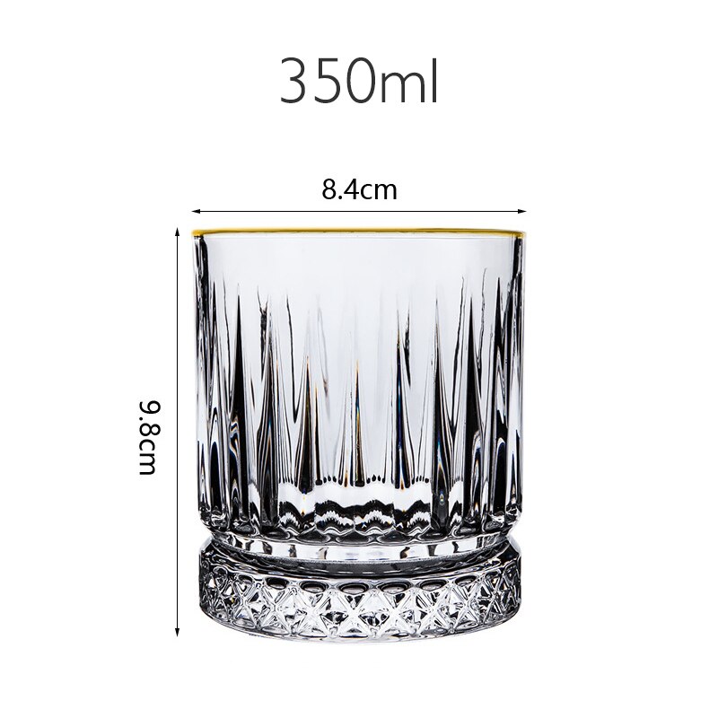 Vasos de cristal Con parte inferior de diamante para whisky, copa de vino exterior, copas clásicas para beber, Brandy, juego de Bar para vinos, cerveza: GOLD 350ml