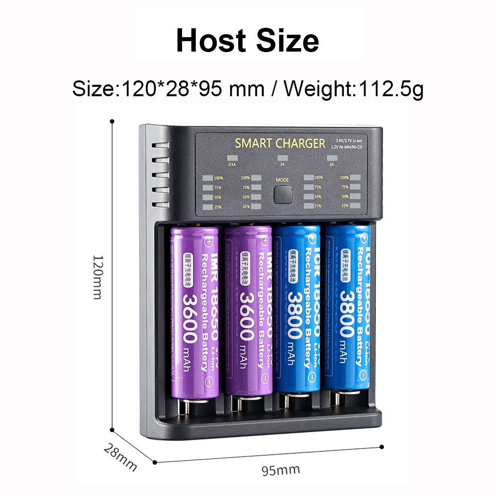 LEMFO Battery Charger for 18650 26650 21700 18350 AA AAA 3.7V/3.6V/1.2V/ lithium NiMH Rechargeable battery