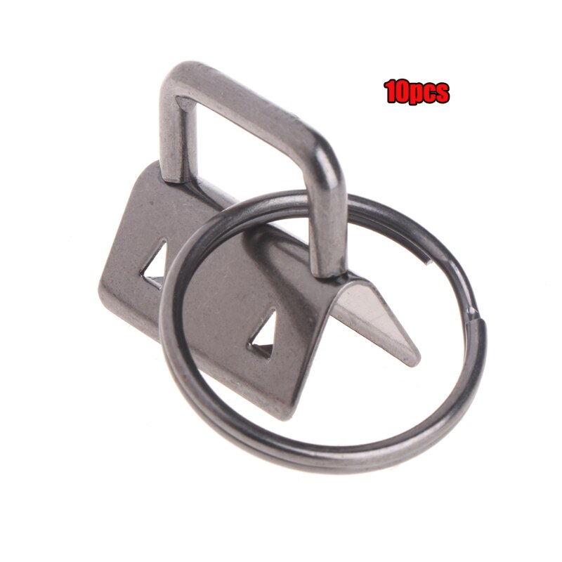Ootdty 10 stk nøglefob hardware 25mm nøglering split ring til håndled armbånd bomuld hale klip: Sort