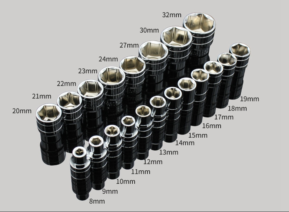 8-32pcs 1/2 Steel Socket Ratchet Converter Hex Socket Car Bicycle Garage Repair Tools