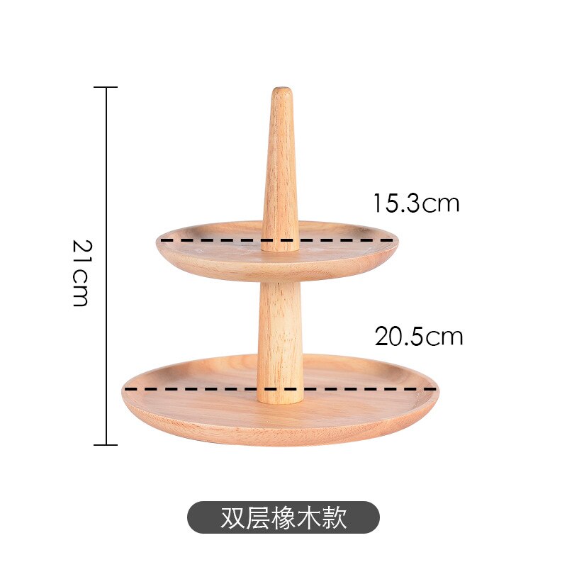 European-style Three-storey Plate Hotel Buffet Multi-layer Fruit Snack Snack Plate Solid Wood Fruit Shelf: Double Rubber Wood