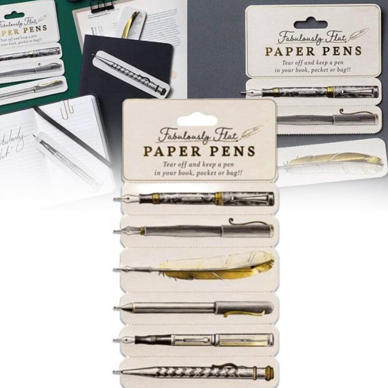 Marcapáginas de bolígrafo de papel, bolígrafo de papel fabulosamente plano, marcapáginas de tinta negra, papelería novedosa para el hogar y la escuela, lápiz de bolsillo en forma de lágrima