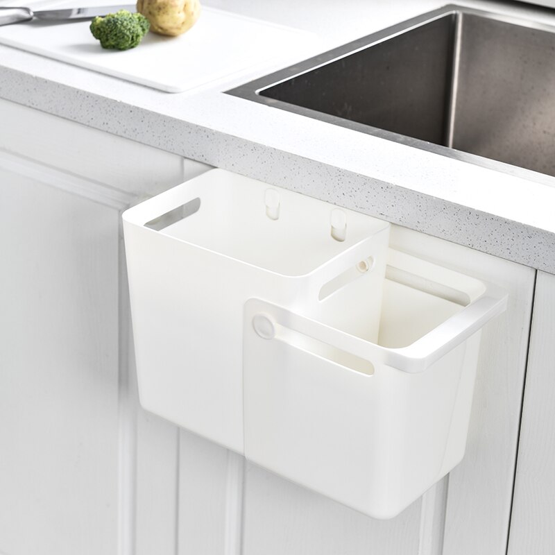 Hanging Trash Can Retractable Punch-free Wall-Mounted Garbage Can for Kitchen Wet and Dry Classification Useful