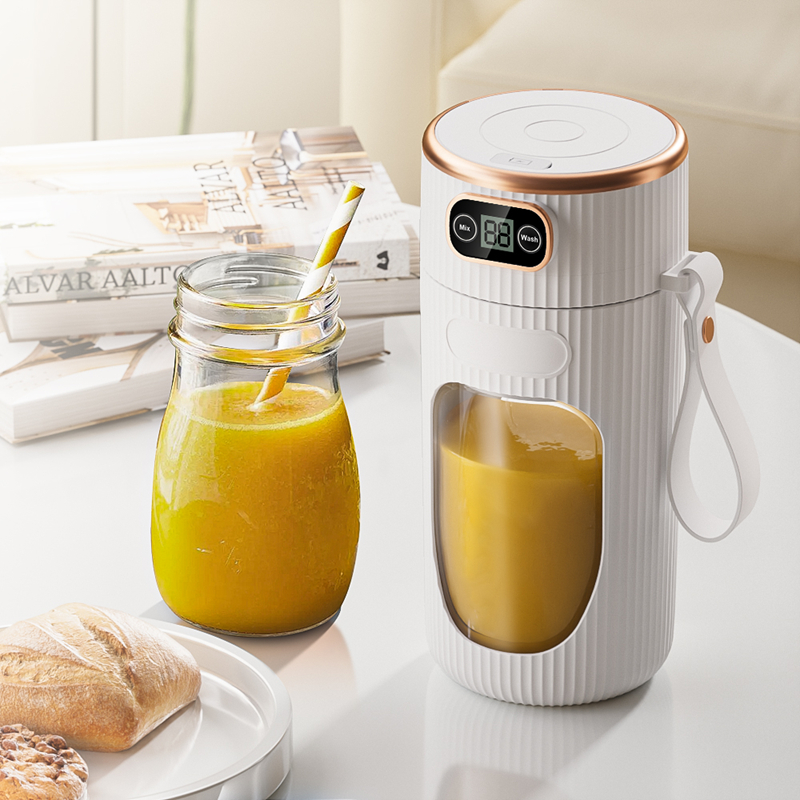 Elektrische sapcentrifuge, draagbare blender met 10 messen, digitaal LED-display, kleine sapbeker, oplaadbare draadloze huishoudelijke milkshake-sap