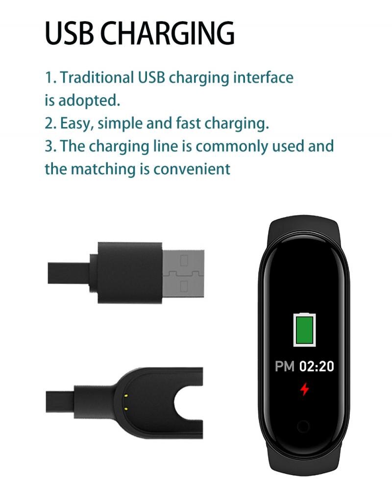 Smart Sport Band Fitness Tracker Pedometer Heart Rate Blood Pressure Monitor Bluetooth Smartband Bracelets Portable Fitness M5