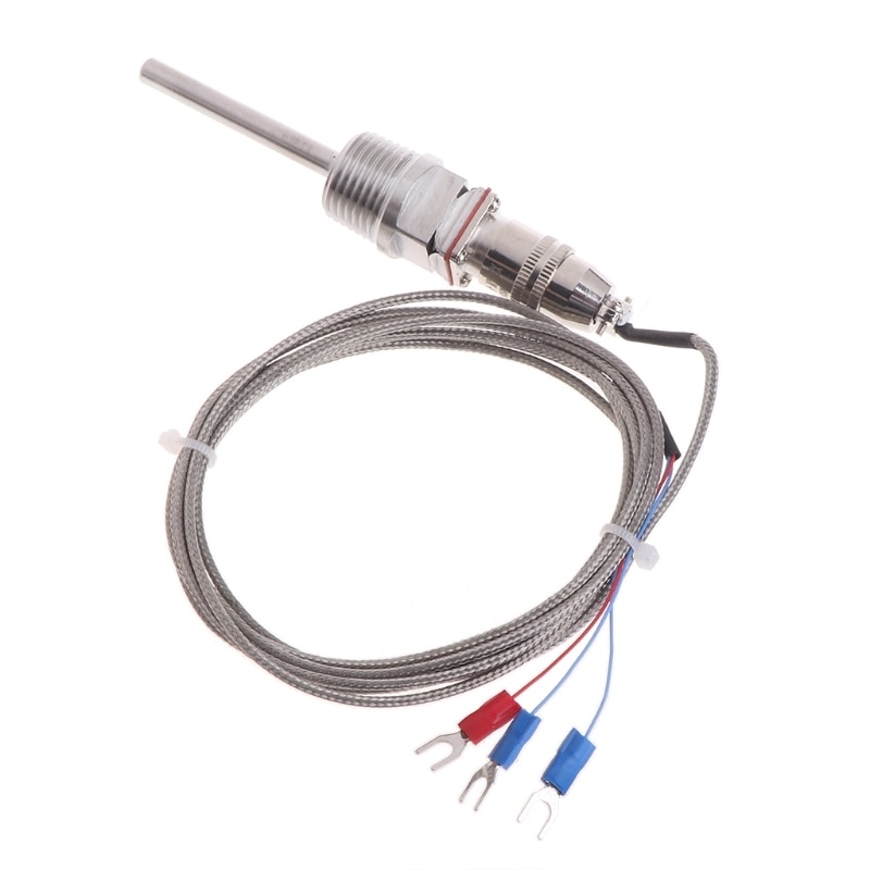 RTD PT100 Temperature Sensor Probe 5cm 1/2&quot; NPT Thread with Detachable Connector 2M Cable 3-wire Temperature Sensor