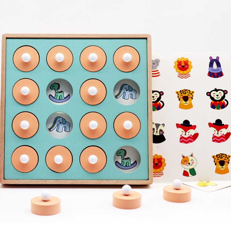 Kids Houten Memory Match Schaakspel Kinderen Vroege Educatief 3D Puzzels Familie Party Casual Game Puzzels