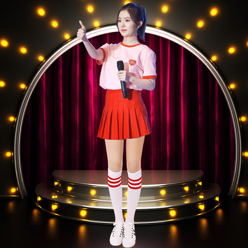 Clothes Female Group Dance Modern Performance Clothing Cheerleading Vitality Pink Blue Gray Split Short Sleeve Suit