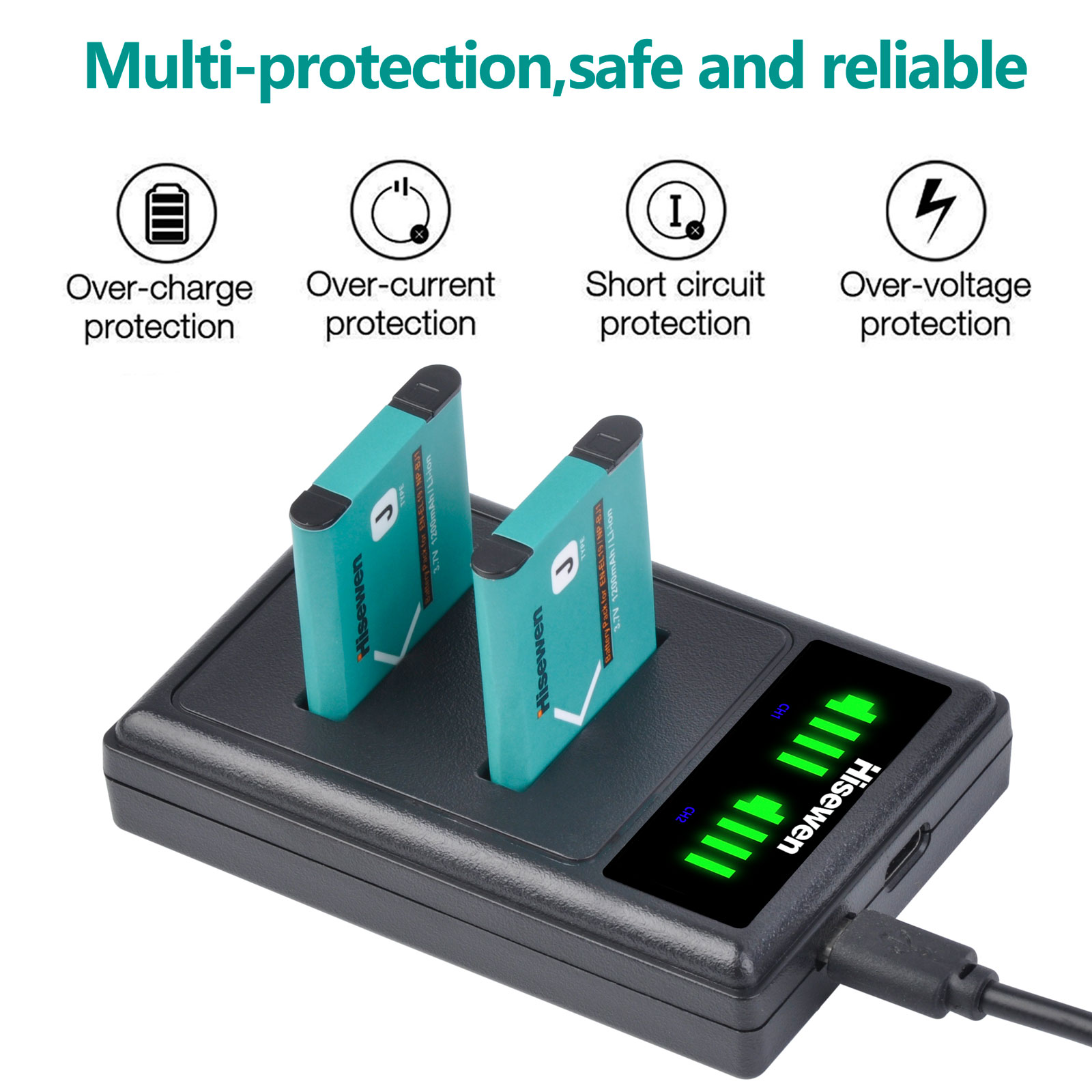Hisewen EN-EL19 Enel19 NP-BJ1 Li-Ion Batterij + Led Dubbele Oplader Voor Nikon Coolpix S32 S33 S100 S2500 S2750 S3100 S3200 S3300 S3400