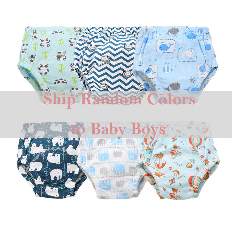 6 stk/parti bomuld baby træningsbukser unisex børne undertøj stof ble bleer spædbørn resable vandtætte pottetræning trusser: Til drenge / 3-4 år gammel