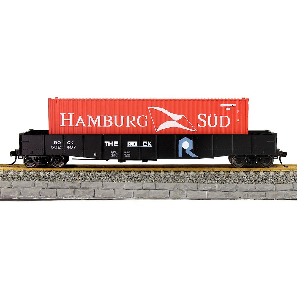 1pc/2pcs HO Scale 53ft Black Printed Open Gondola Car Container Railway Wagons Rolling Stock 1:87 Freight Car C8743PHei