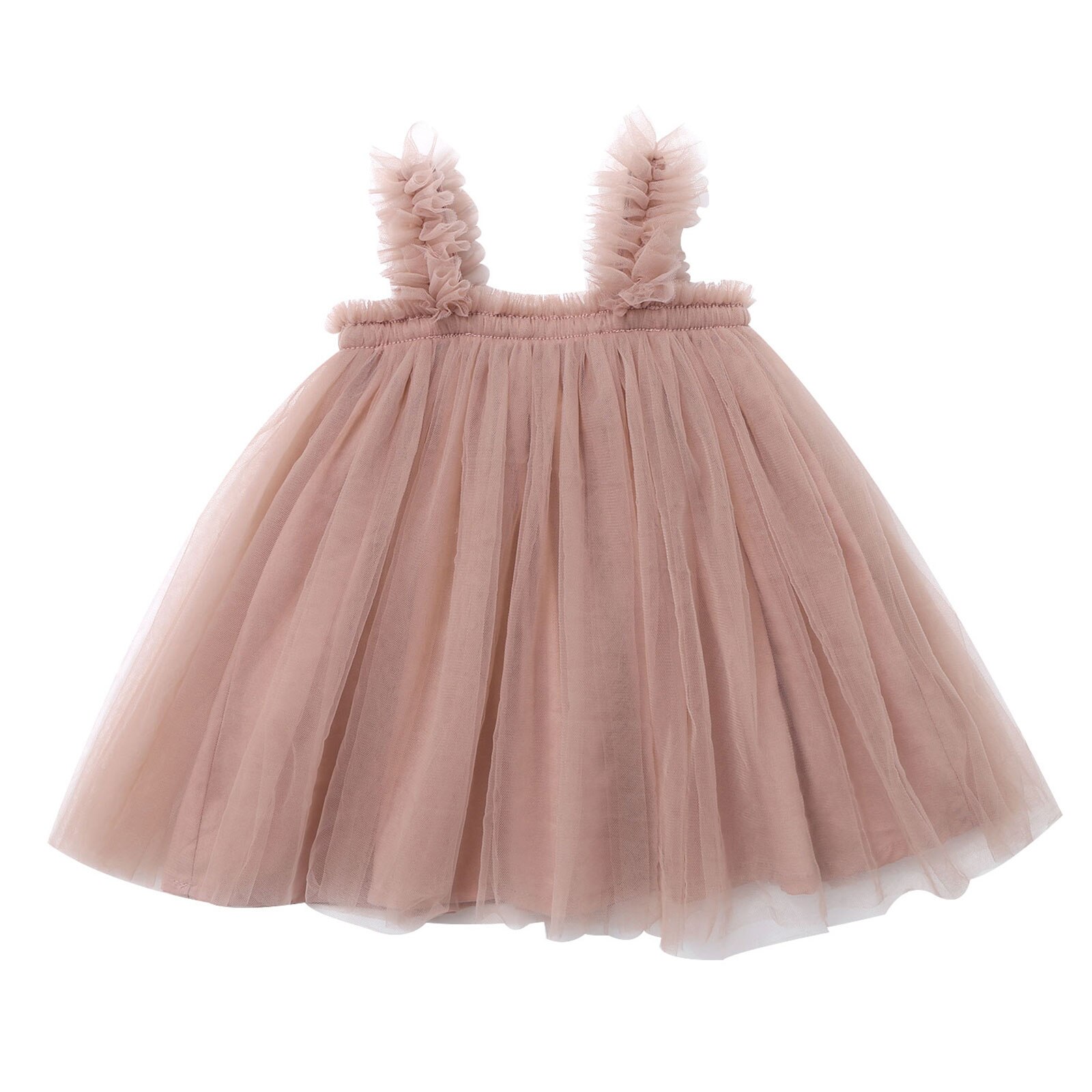 Infant Baby Girls Skirt Shoulder Straps A Word Shoulder Sleeveless Girl Mesh Tutu Dress for Summer Birthday Party Baby Clothes: Pink / 80