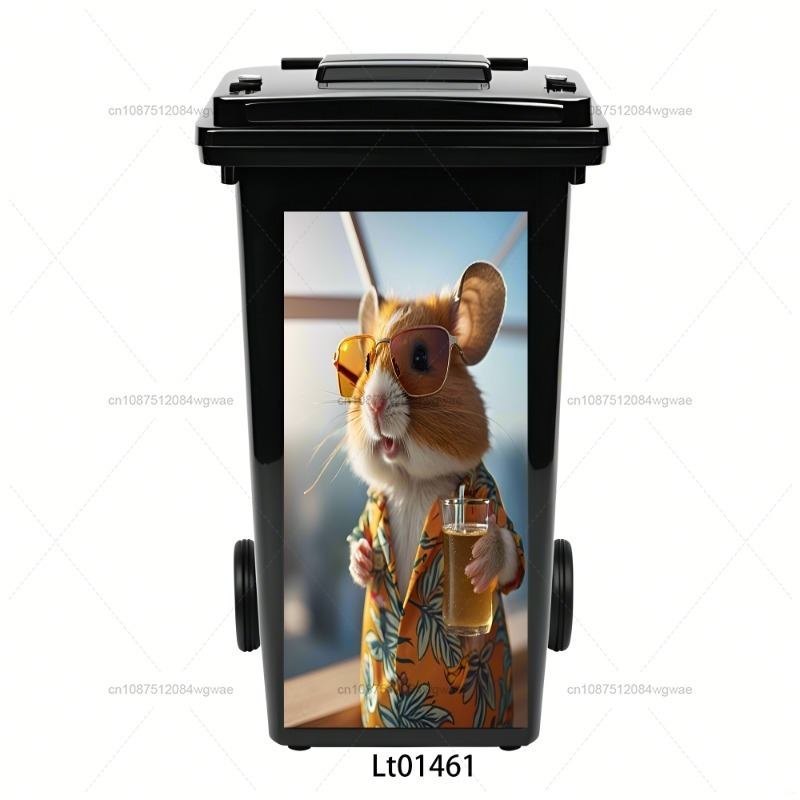 Grappige Dieren Hamster Vuilnisbak Sticker Milieuvriendelijke Verwijderbare Waterdichte Prullenbak Decoratieve Sticker: Middellang / GRIJS