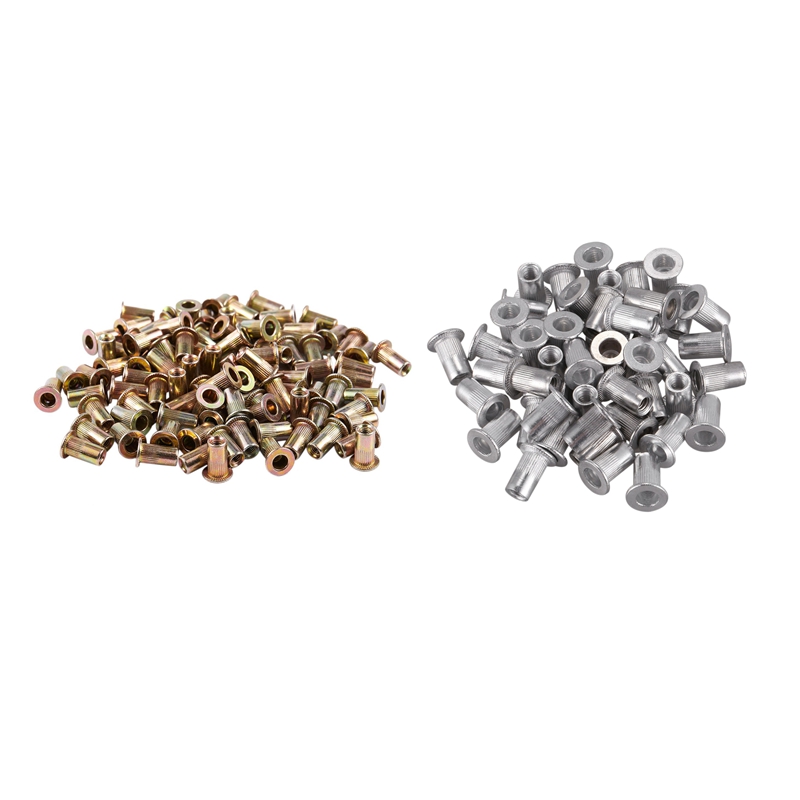 50Pcs M4x10mm Stainless Steel Threaded Blind Rivet Nut Insert Nutserts &amp; 100Pcs M3x9mm Countersunk Head Blind Rivet Nuts Rivnuts