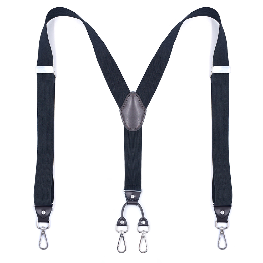 Heavy Duty Bretels Met Swivel Haken Voor Mannen Werken Jeans Y Terug Grote En Lange Verstelbare Elastische Broek Bretels Riem loop Band: 4 Hooks Black