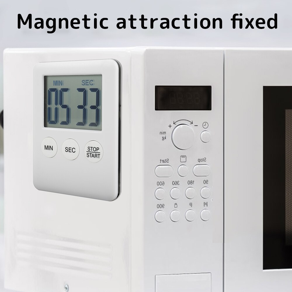 2PC Super Thin Digital Kitchen Timer LCD Digital Display Kitchen Timer Square Countdown Alarm Magnet Clock Stopwatch Clock Timer