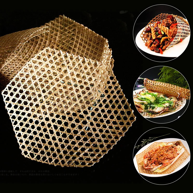 3pcs Hexagonal Bamboo Woven Bamboo Net Meal Mat Ba Vicedeal