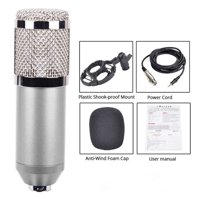 BM 800 Microphone Mic Stand Studio Condenser Microphone Vocal Recording KTV Karaoke Microphone For Computer PC: A