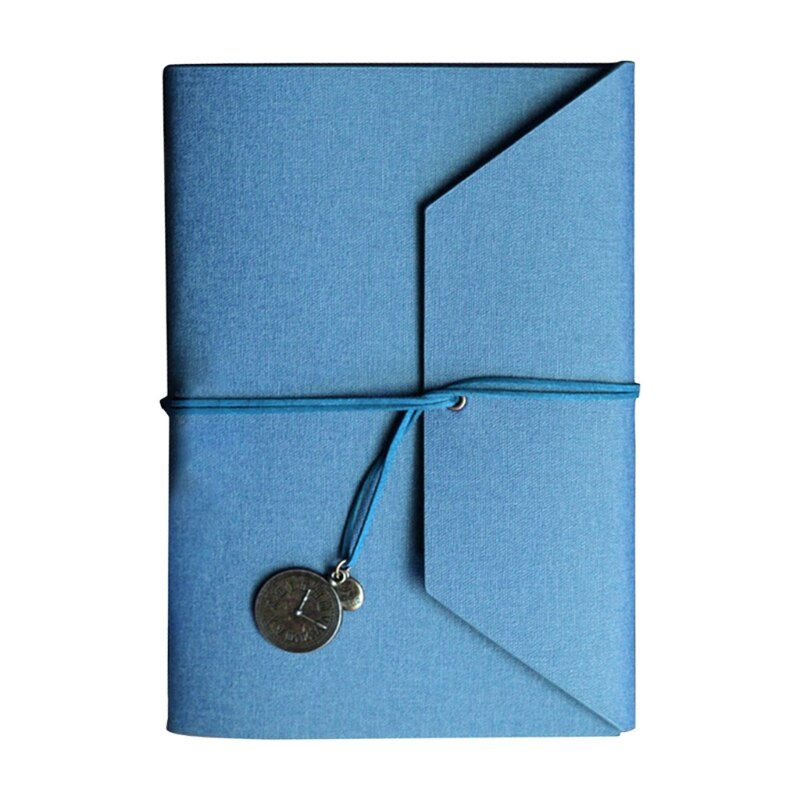 PU Leather Cover Loose-leaf Tri-fold Notebook A5 Travel Handbook for Dairy Travel Office A9LC: Navy Blue
