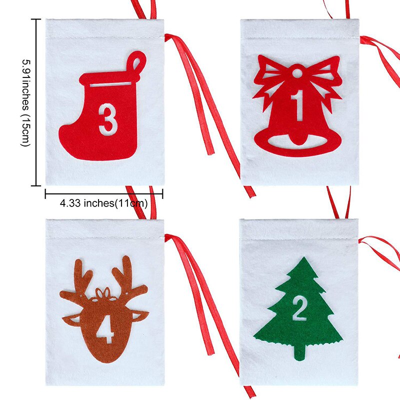 2019 natal advento calendário 11x16cm presente saco diy feltro contagem regressiva calendário guirlanda data 1-24 1-31 ano novo natal decoração de natal