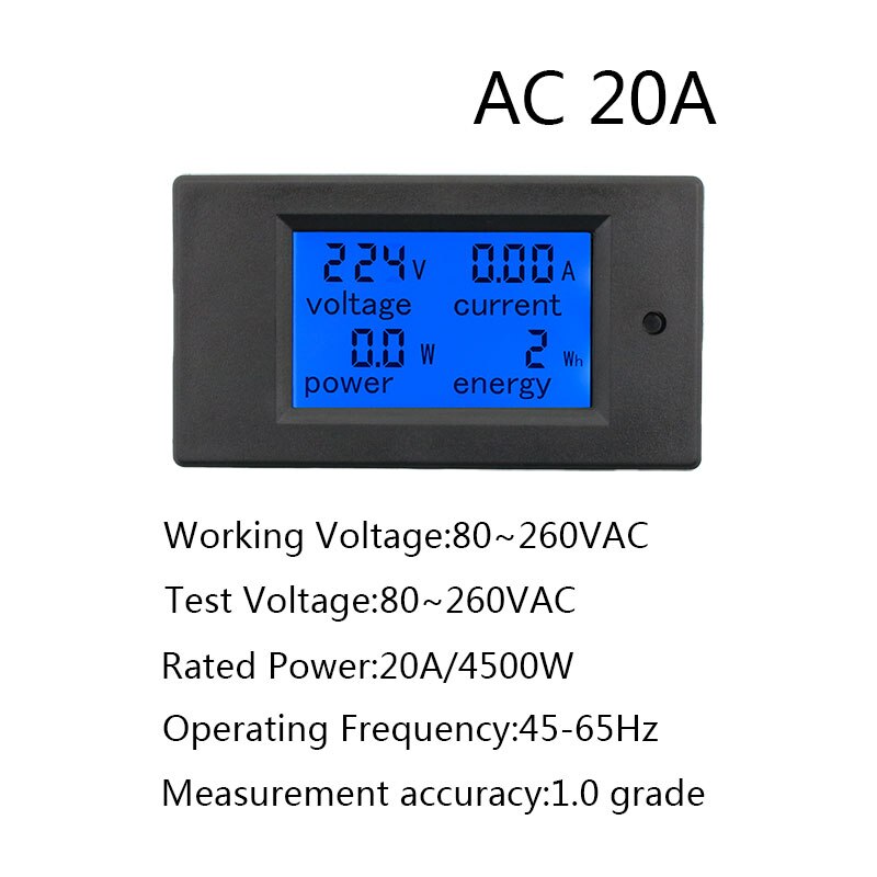 20A 100 EINE AC 80-260V DC 6,5-100 V Digitale LED-anzeige Voltmeter Amperemeter Wattmeter Energie energie Meter 12V 24V 110V 220V Volt Tester: AC 20A Meter