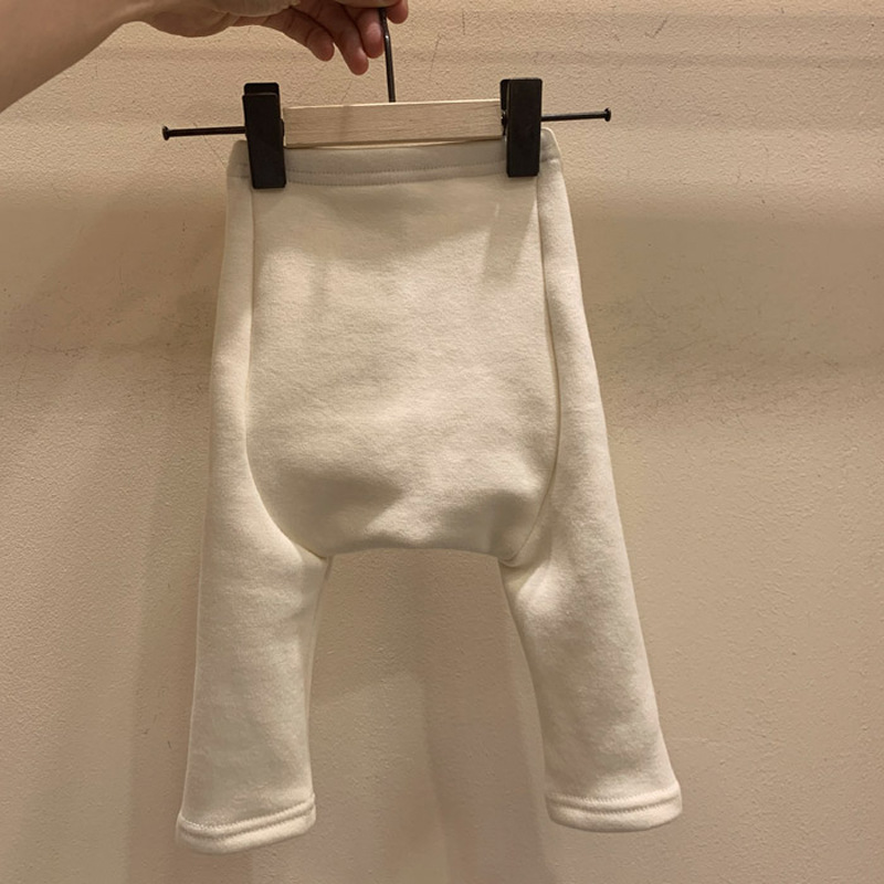 Kids Broek Voor Baby Jongens Leggings Warme Fluwelen Fleece Aankomst Meisjes Legging Winter Dikker Kinderen Broek Peuter Kleding: beige white / 9M