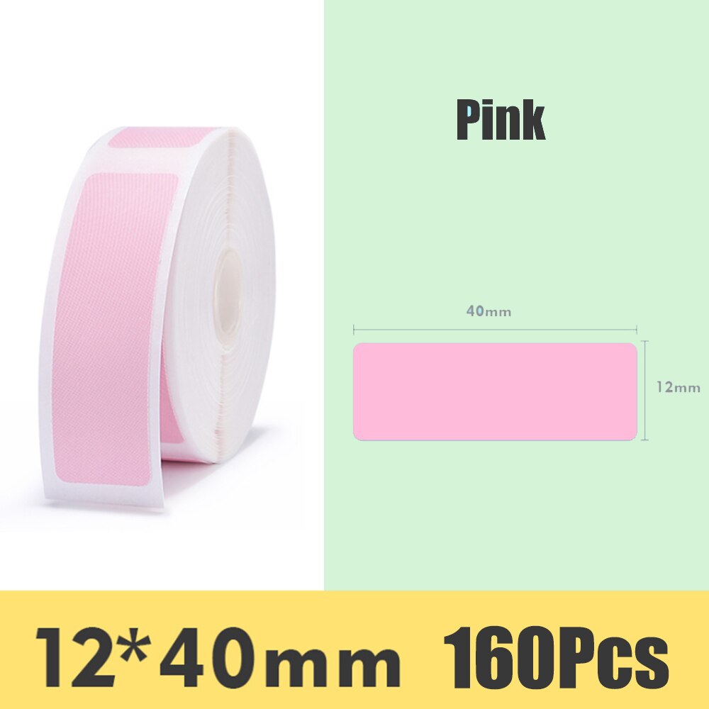 Niimbot D11 Mini Label Printer Paper Label Sticker Waterproof, Oil-proof and Tear-resistant Multi-color Pure Color: Pink 12 to 40mm
