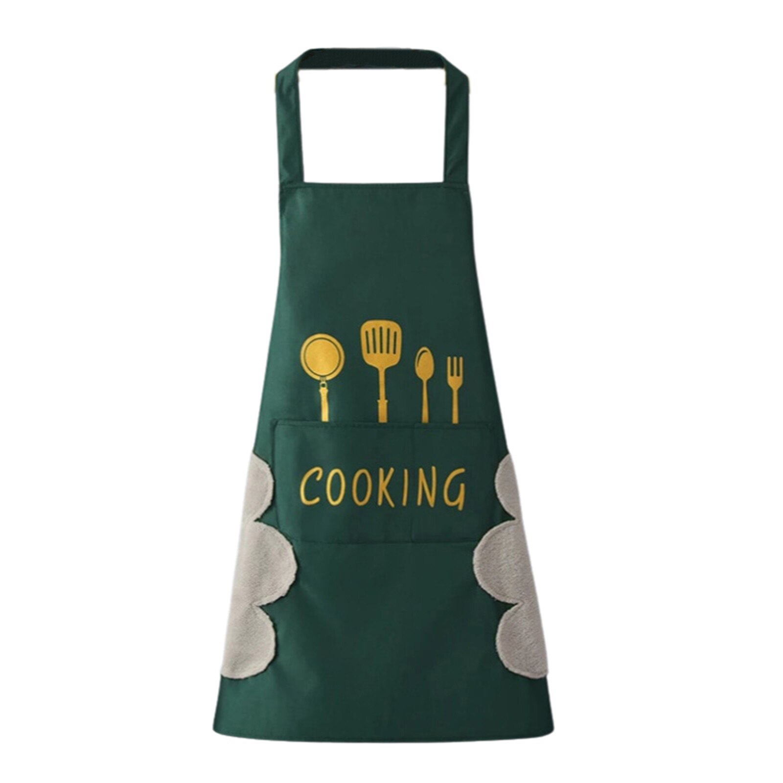 Waterproof Apron Kitchen Oil-Proof Protective Cooking Apron with Large Pocket for Men Women Black/Brown/Green: Green