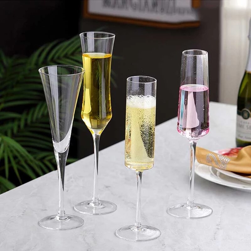 2Pcs Crystal Champagne Flutes Glasses Juice Drink Cocktail Goblet Glass Wedding Party Bar Home Drinkware Wine Cup