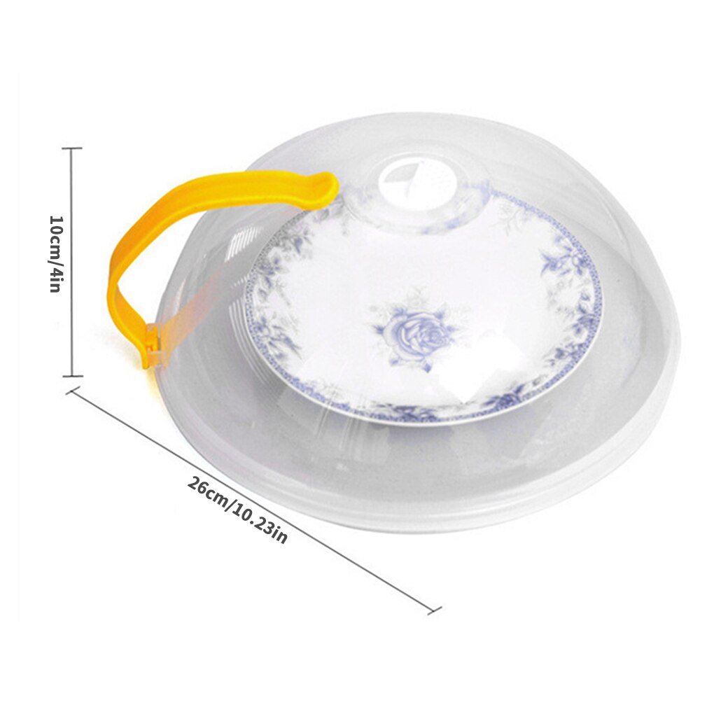 1pcs Food Cover Microwave Oven Dish Cover Plate PP Cover Transparent Food Cover Anti-splash Cap With Color Random Handle 29x10cm