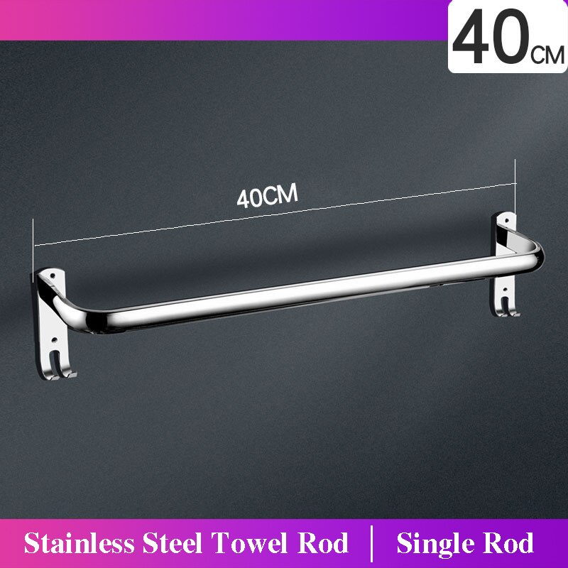 Badkamer Handdoek Houder Rvs Douche Rack Enkele Staaf Layer Muur Gemonteerde Multilayer Handdoek Hanger Met Haak Benodigdheden: 40CM Single Rod