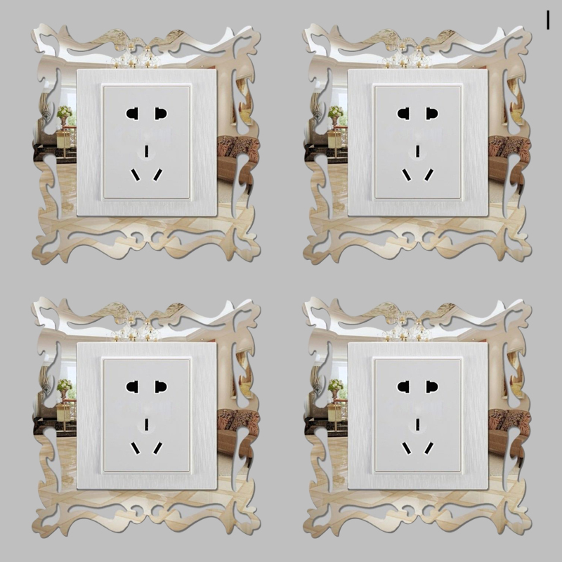 3D Acrylic Mirror Switch Stickers Photo Plastic Wall Stickers DIY Home Decoration Supplies Wall Switch Stickers: I