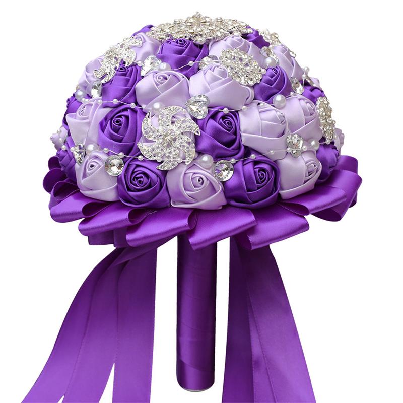 Bruid Bruiloft Boeket Lint Bruidsboeket Bloem Bridal Bruid Bruiloft Boeket: Purple