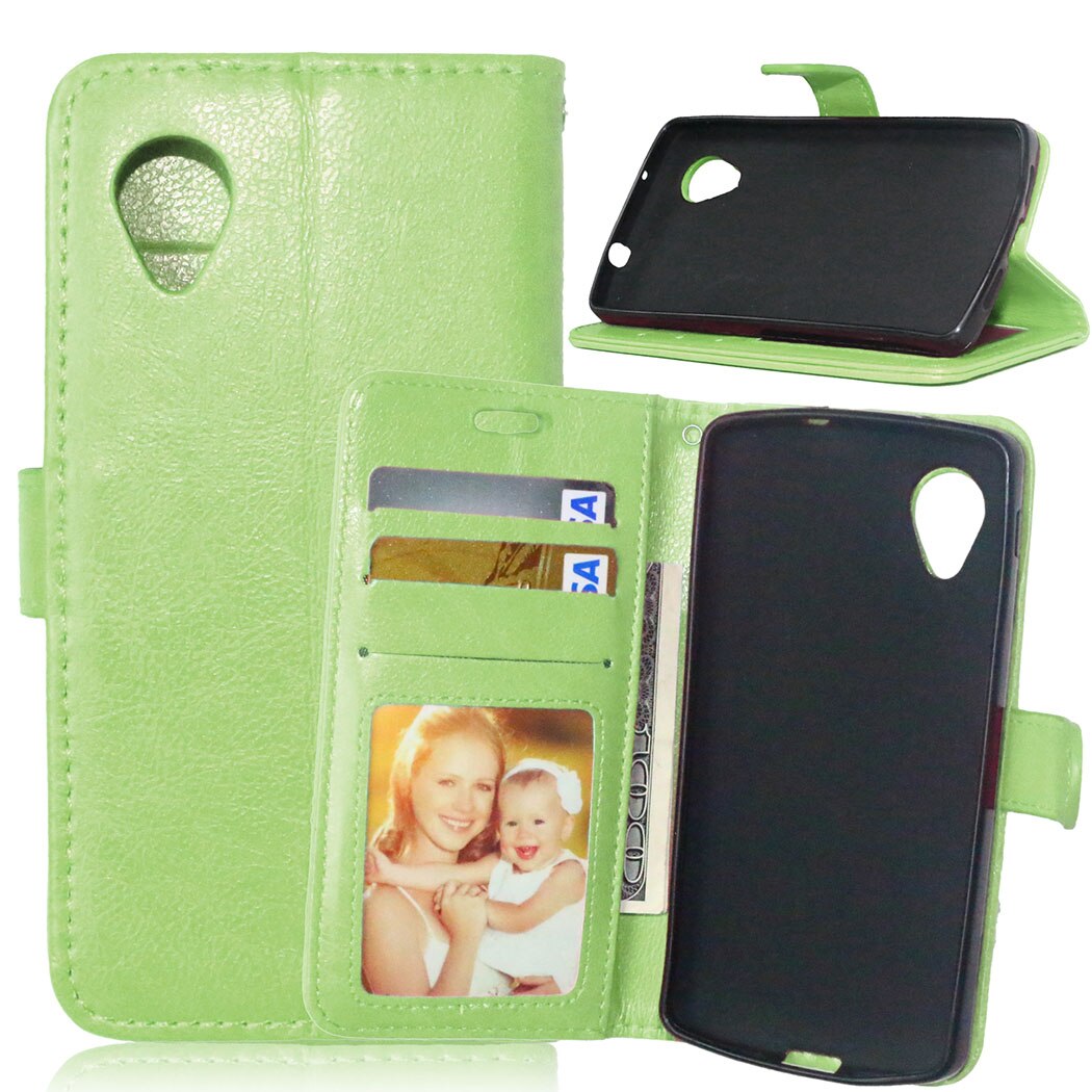 Étui en cuir Style portefeuille rétro avec porte-cartes, pour LG Google Nexus 5 E980 D821 D820: Green