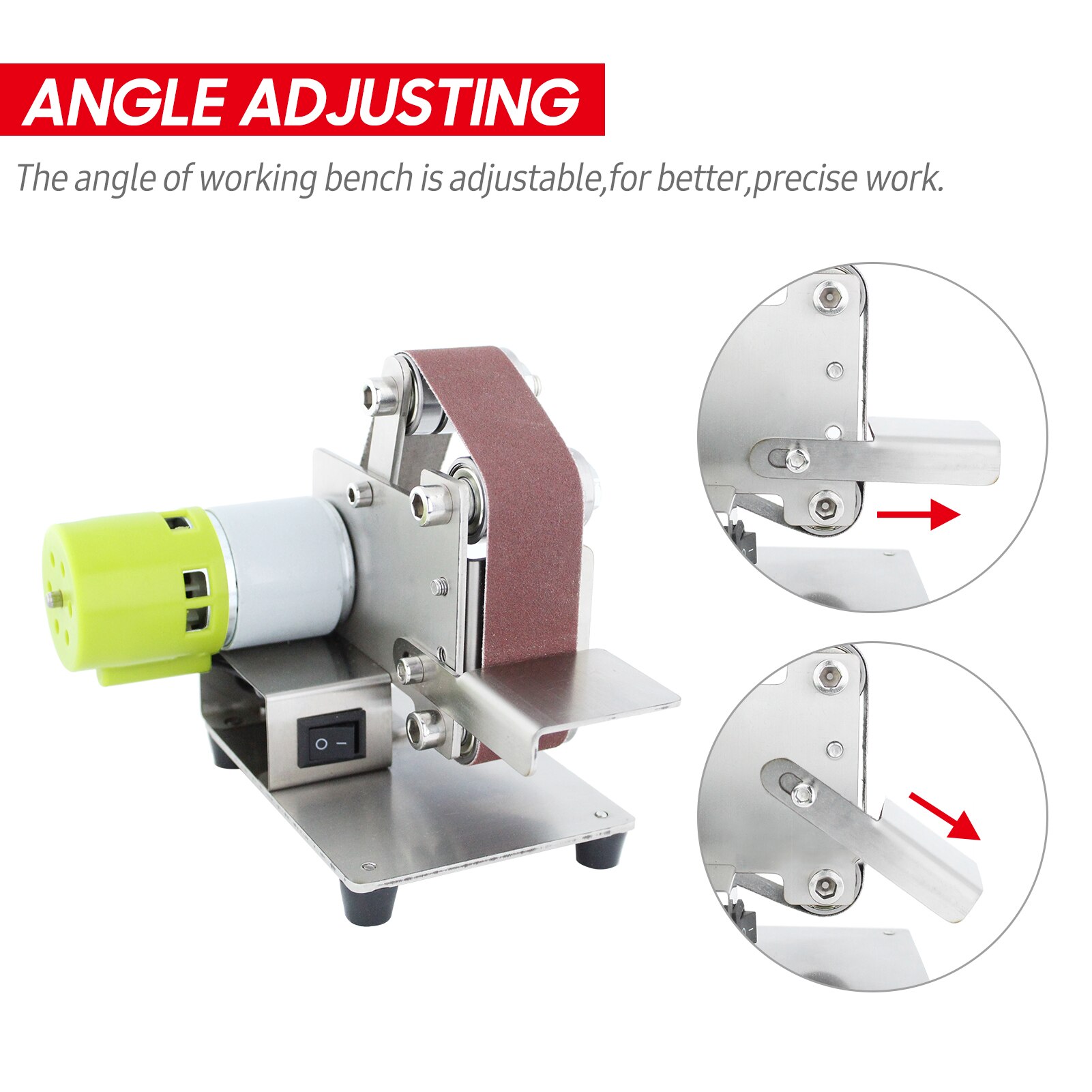 Mini Belt Sander Electric Sanding Polishing Grinding Machine 7 Variable Speed with 10 Sanding Belts Polishing Wood Acrylic Metal