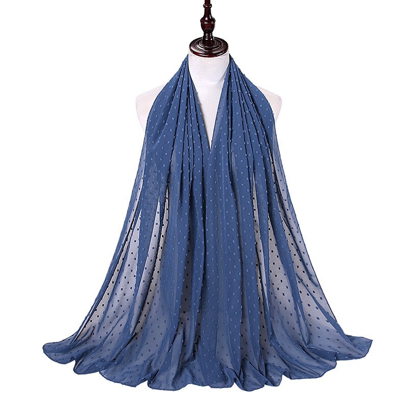 Foulard en mousseline de soie 72x175CM, couleur Pure, malaisie, indonésie, perles, couvre-tête: 13
