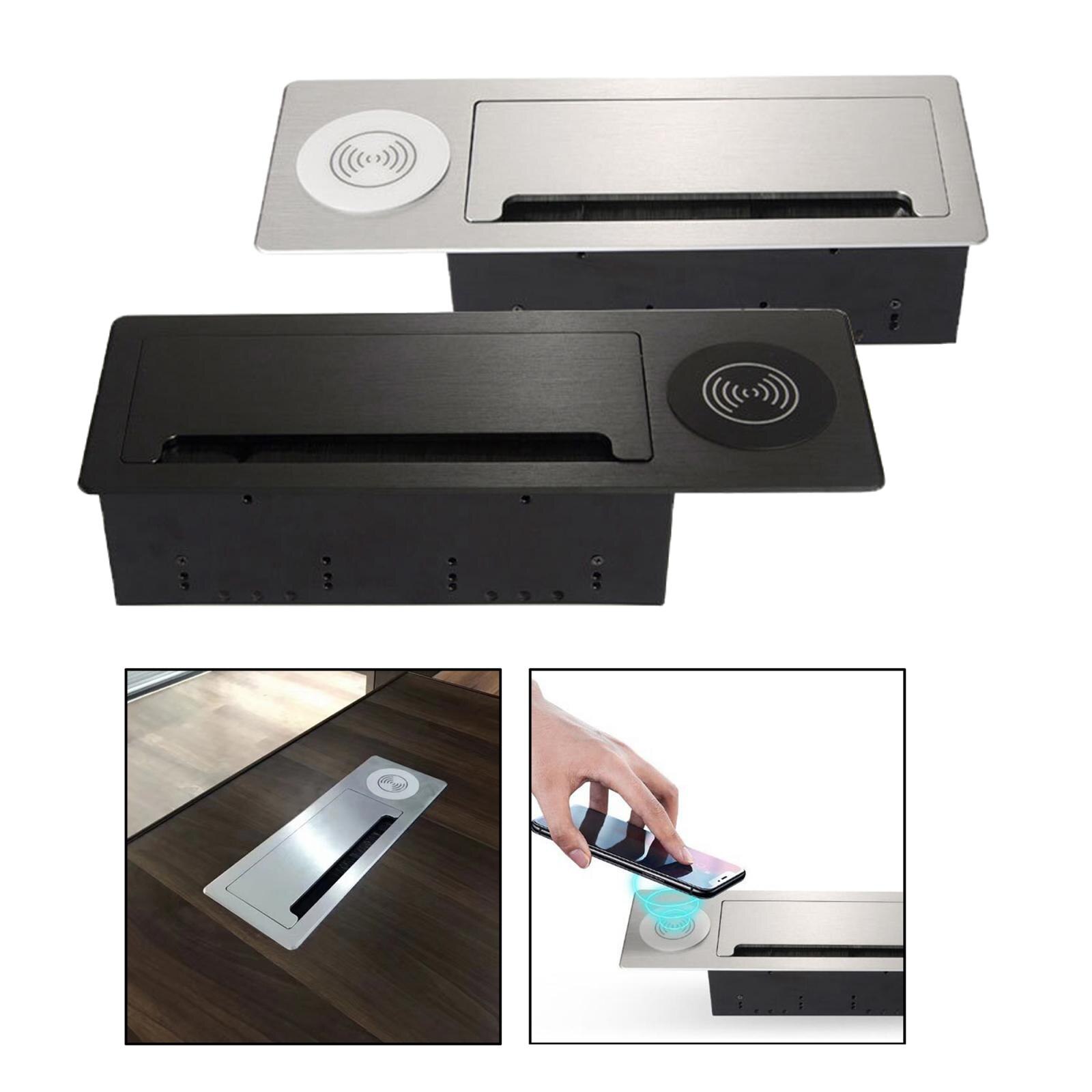 Aluminium Alloy Recessed Tabletop Socket Plate Power Socket 3.5mm Jack Electric Socket Outlet Wireless Cellphone Charging