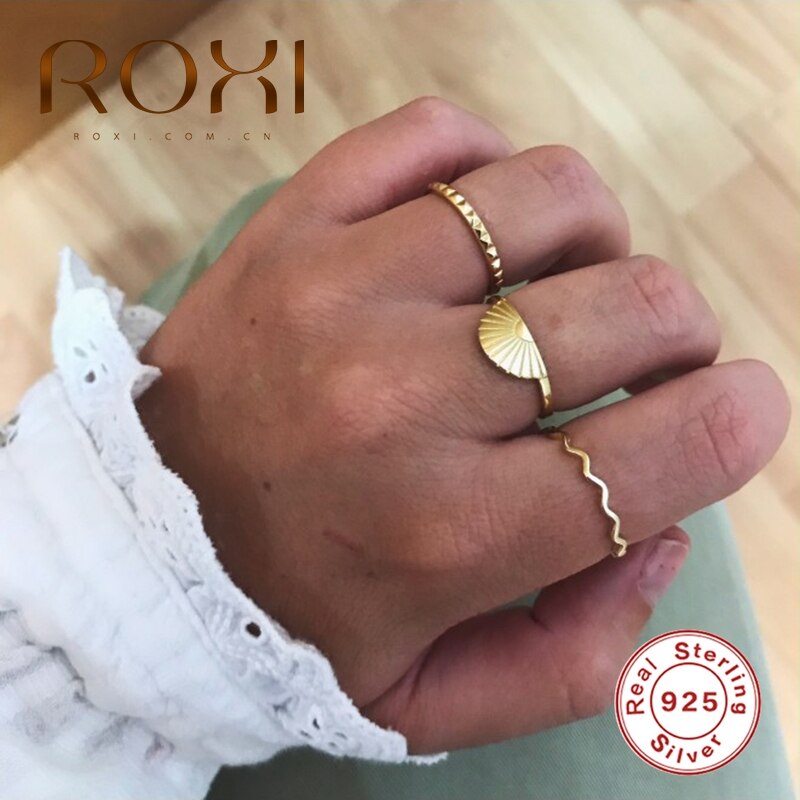 ROXI Minimalistischen 925 Sterling Silber Ring Koreanische eins Welle Ringe für Frauen Zeigefinger Schwanz Silber 925 Ring Schmuck Anillos bague