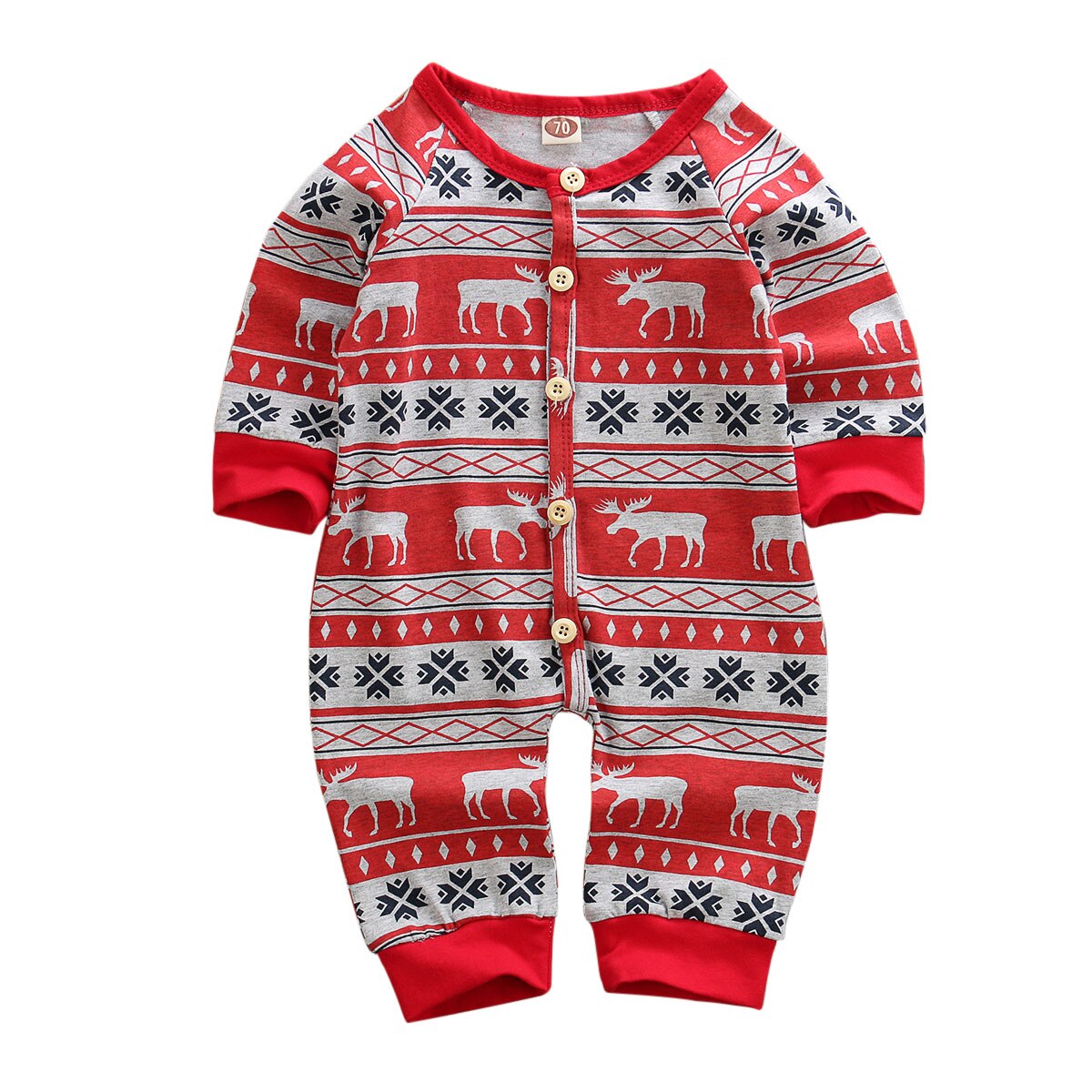 US Toddler Baby Girls Boy 0-18M Christmas Romper Bodysuit Jumpsuit Outfits Set Sunsuit: Red / 3M