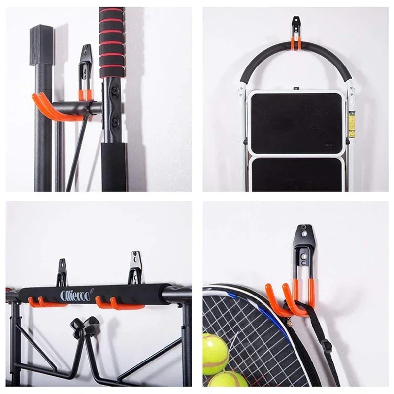 Ganchos para colgar bicicletas, gancho de Metal resistente, organizador de garaje, montaje en pared, gancho de almacenamiento antideslizante, escaleras, herramienta de jardín