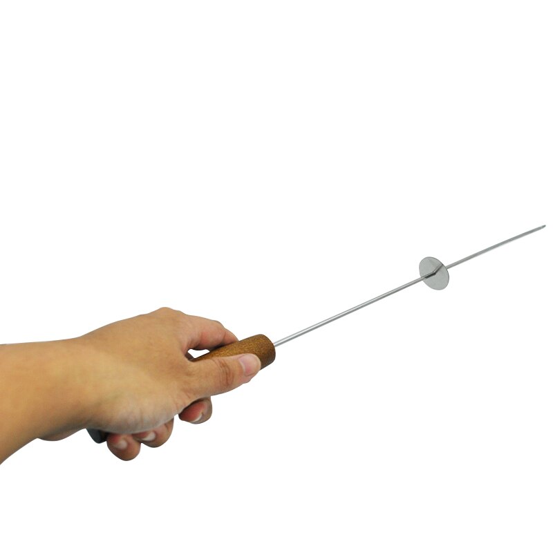 Useful Stainless Steel BBQ Tools Flat Barbecue Skewer BBQ Roasting Needle Wooden Handle Sticks Outdoor Camping BBQ 44cm 4-12pcs