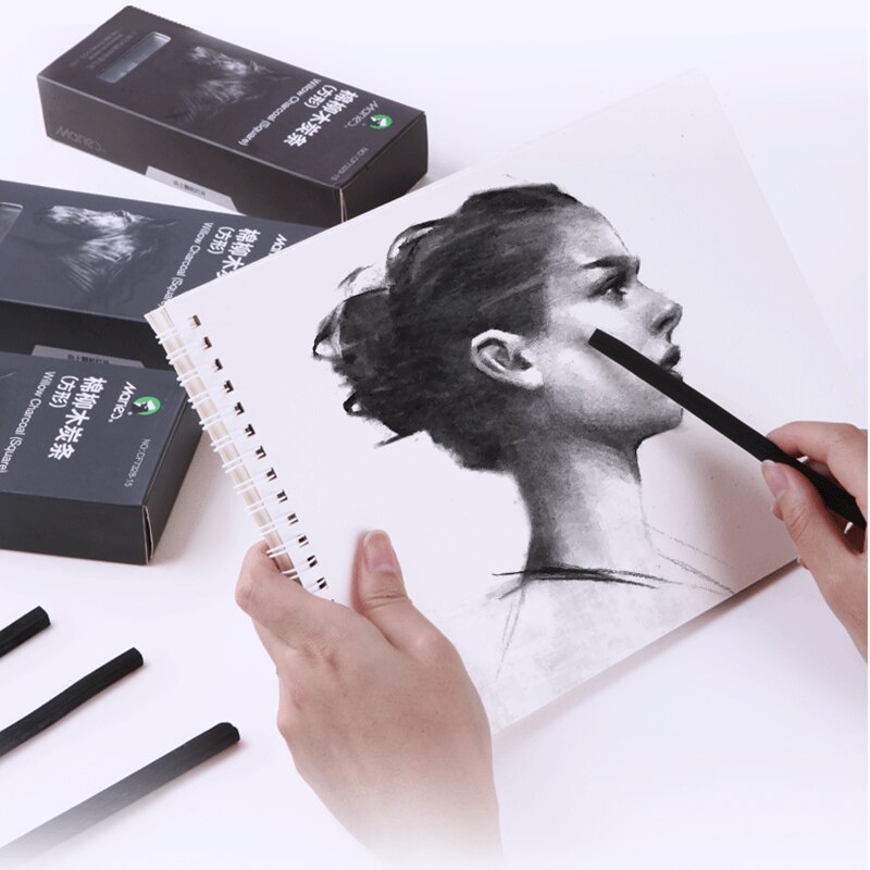 15pcs/box Soft Charcoal Sketch Carbon Pen Carbon Strip Carbon Rod Sketch Painting Charcoal Rod for Art Supplies