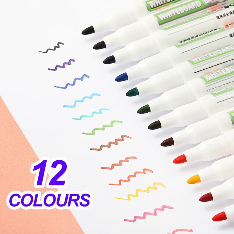 12 Kleuren Whiteboard Markers Droge Wissen Marker Pennen Vloeibare Krijt Marker Tekening Pennen School Schilderen Sationery Benodigdheden