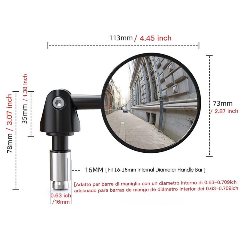 2 pçs 1 par de espelho retrovisor da motocicleta lidar com barra final acessórios moto 16mm universal moto guiador redondo 7/8 "alça barra