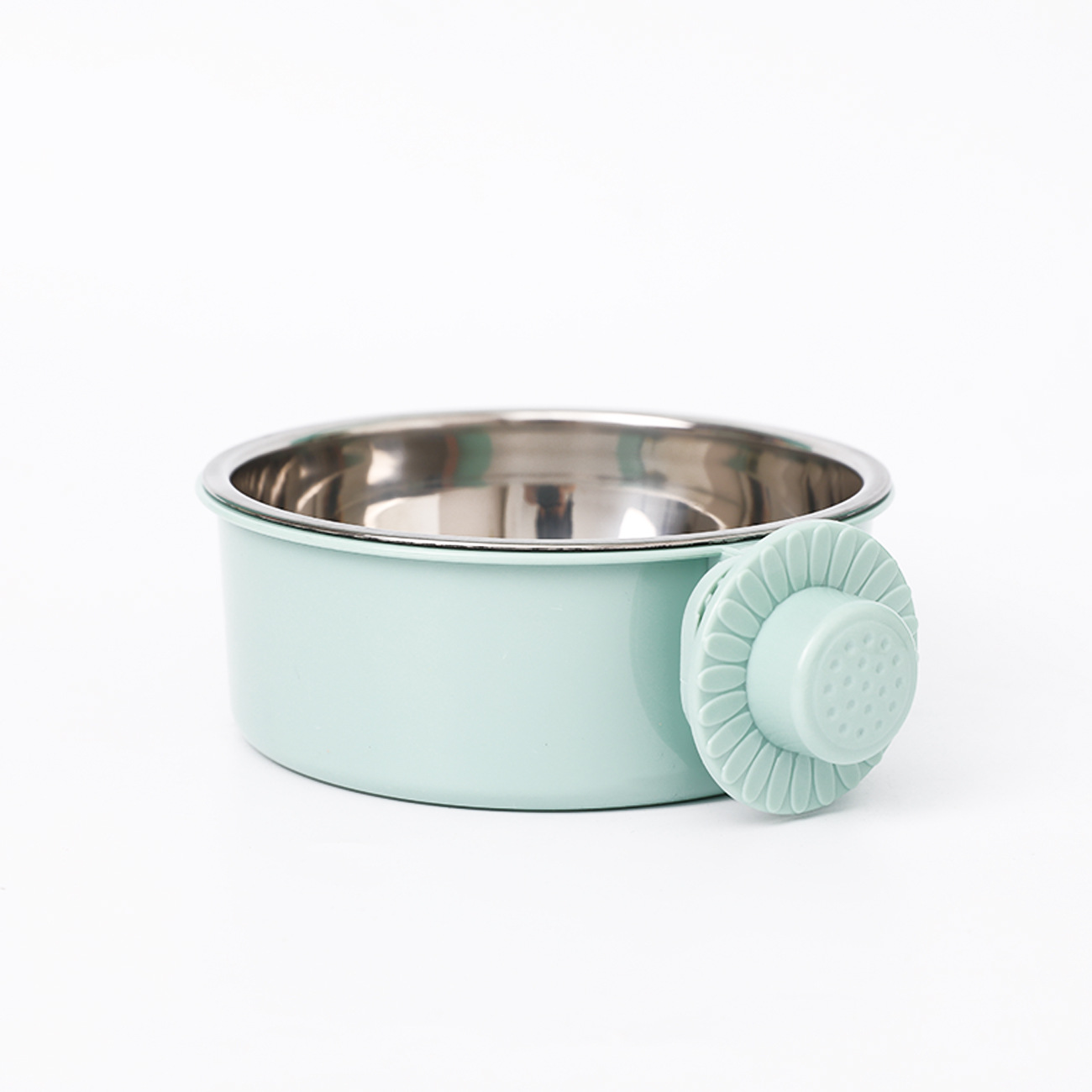 Dog colorful Bowl anti-tip Fixed Hanging Dog Bowl Dog Cage Stainless Steel Drinking Bowl Pet Bowl Pet Supplies: S / SKY BLUE