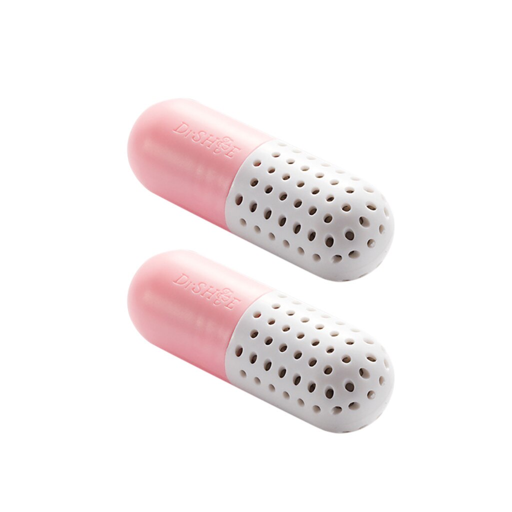 2pc/set Moisture Absorber Shoes Deodorant Capsule Shaped Desiccant Drawer Shoes Room Carbon Deodorizer Dehumidify Tool Supply #C: Pink