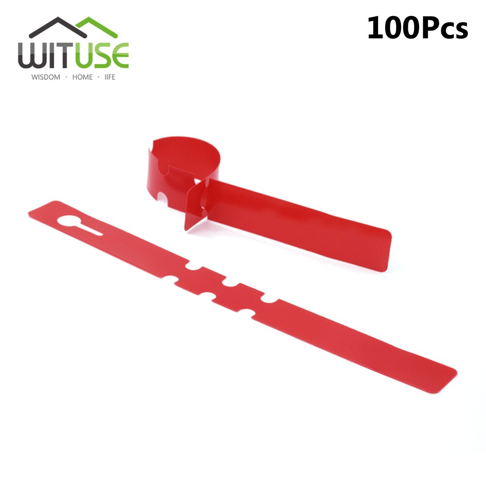 Etiquetas impermeables para vivero, tipo T, cinta de 3 tipos de plástico, para flores y plantas gruesas, bandeja, Mark para herramientas de jardín, 50/100 Uds.: Ribbon Red