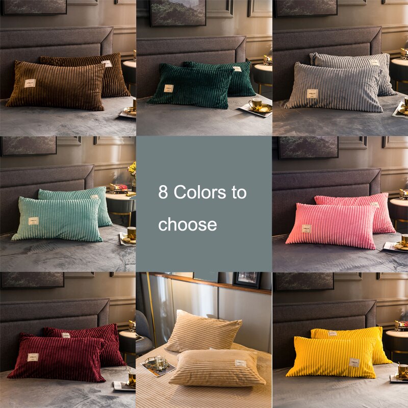 Zachte Warme Kussenslopen Dikker Coral Fleece Kussensloop 2 Stuks 48*74Cm Opgevulde Home Decor Winter Slapen kussensloop